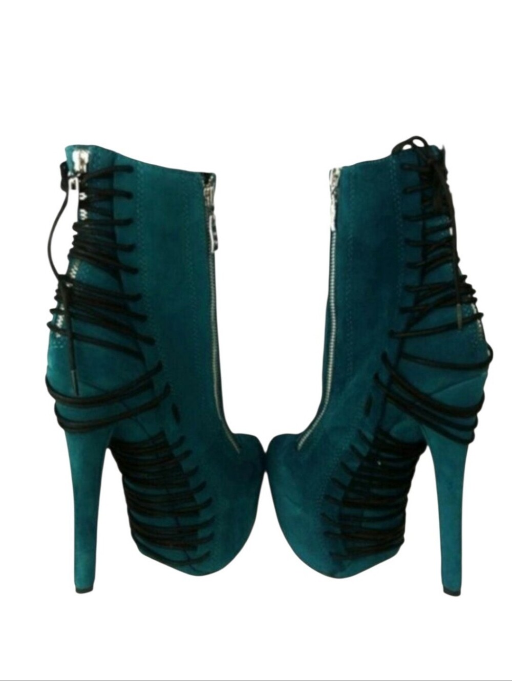 Blue Teal boots Platform Suede leather lace Zigi NY Suspend - Picture 4 of 9